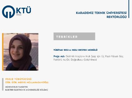 Öğr. Gör. Merve MOLLAHASANOĞLU'na TÜBİTAK Proje Desteği