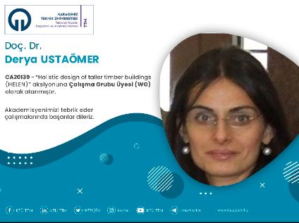 Doç. Dr. Derya USTAÖMER COST Programına Çalışma Grubu Üyesi (WG) Olarak Atandı