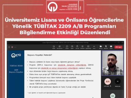 Üniversitemiz Lisans ve Önlisans Öğrencilerine Yönelik TÜBİTAK 2209 A/B Programları Bilgilendirme Etkinliği Düzenlendi