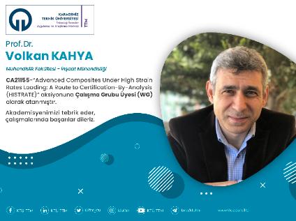 Prof. Dr. Volkan KAHYA COST Programına Çalışma Grubu Üyesi (WG) Olarak Atandı