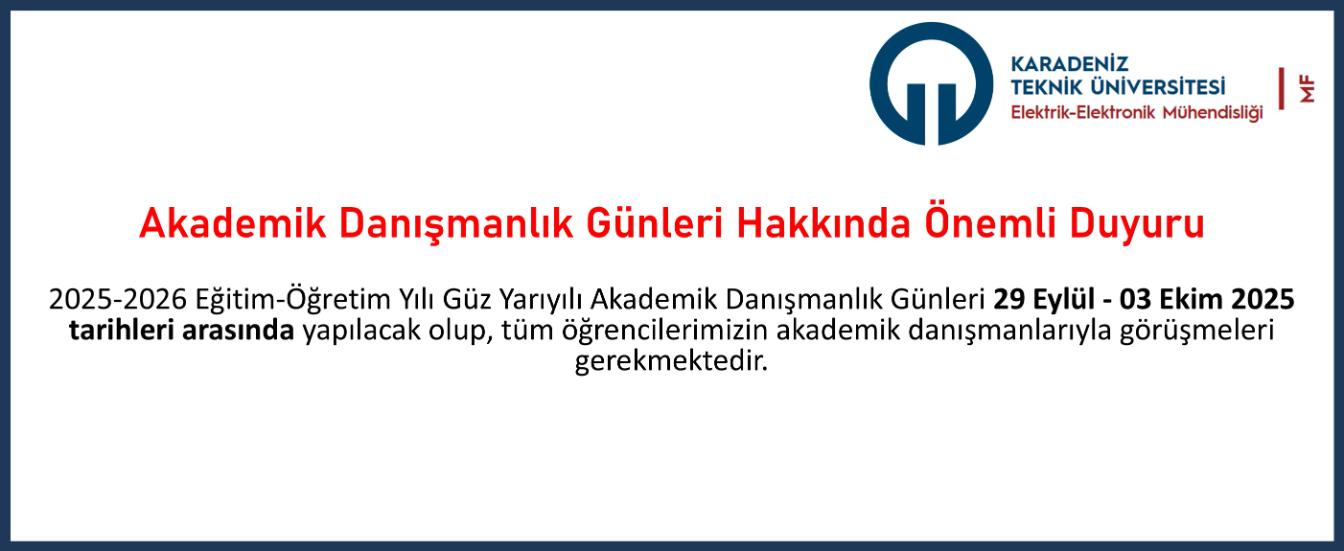 Akademik Danışmanlık Günleri Hakkında Önemli Duyuru