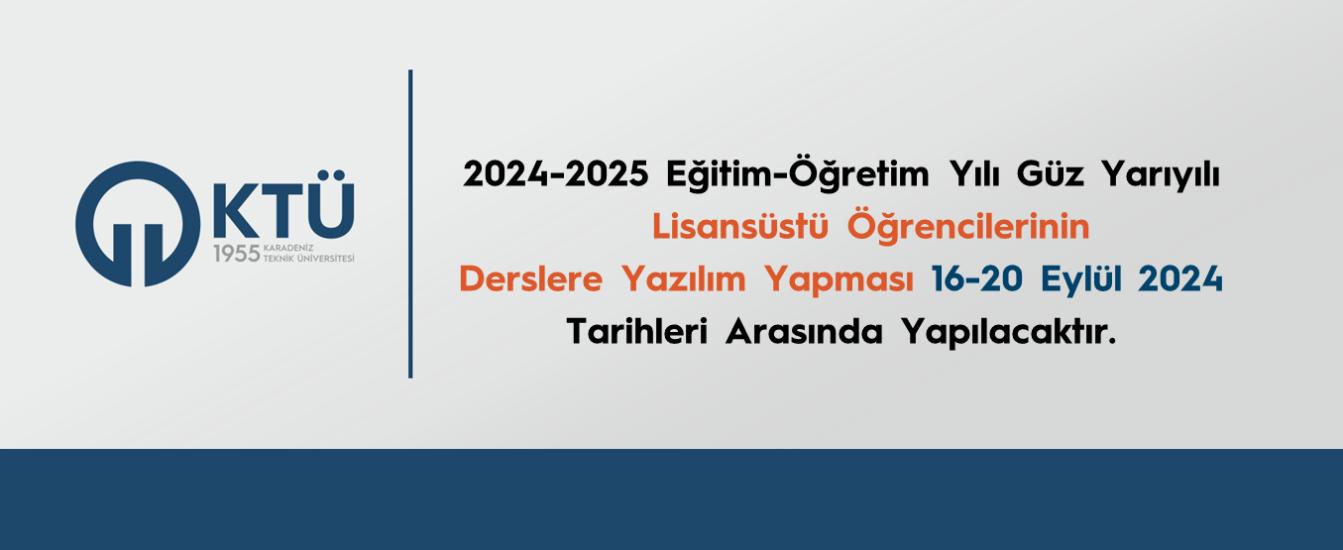 2024-2025 Eğitim-Öğretim Yılı Güz Yarıyılı Ders yazılımı