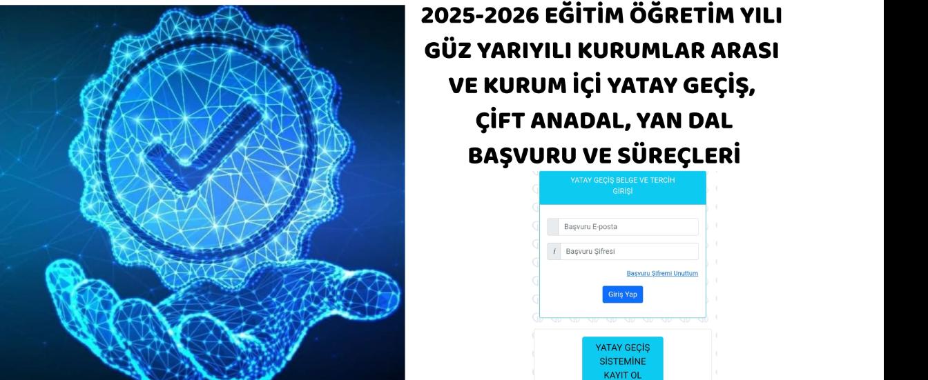 2025-2026 Eğitim Öğretim Yılı Güz Yarıyılı Kurumlar Arası ve Kurum İçi Yatay Geçiş, Çift Anadal, Yan