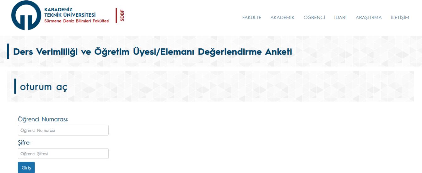 SDBF Ders Verimliliği ve Öğretim Üyesi/Elemanı Değerlendirme Anketi