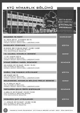 2019-2020 Güz Yarıyılı Etkinlik Takvimi