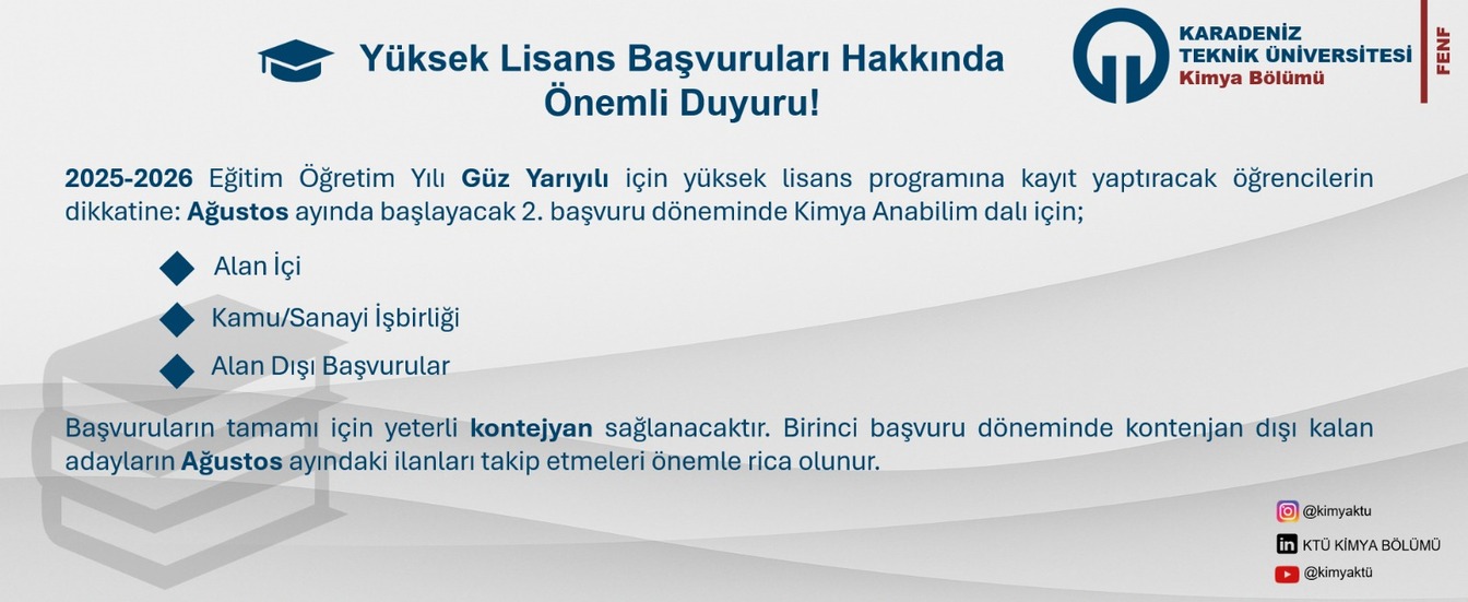 YÜKSEK LİSANS BAŞVURULARI HAKKINDA