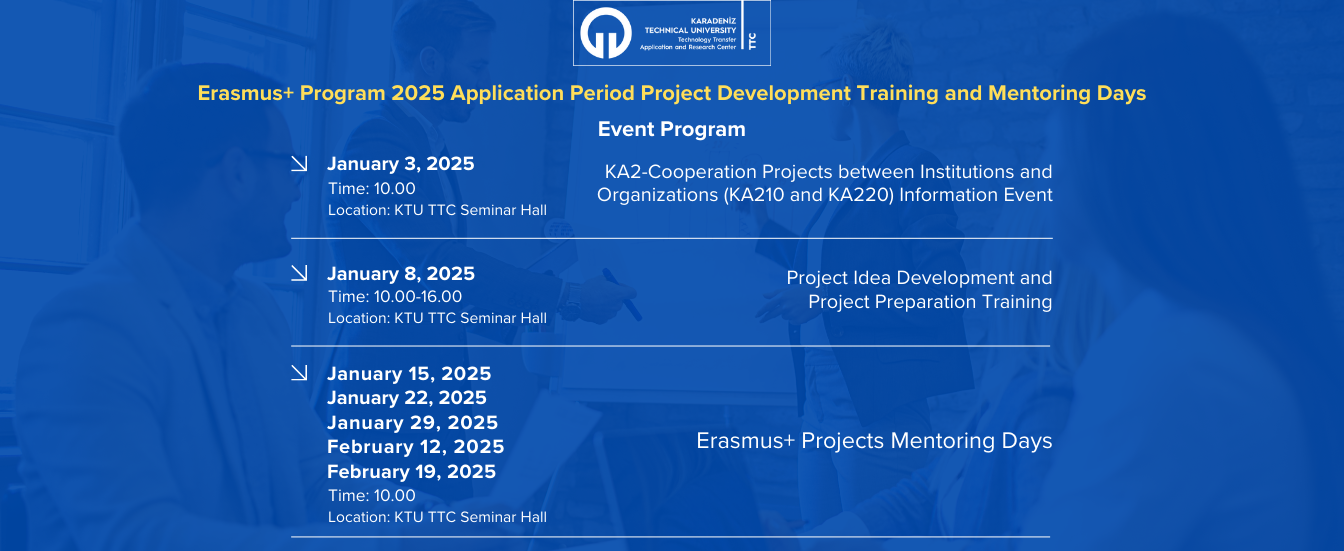 Erasmus+ Program 2025 Application Period Project Development Training and Mentoring Days