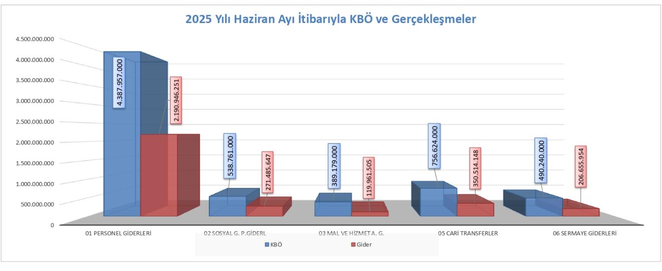 2025 Yılı Haziran ayı  İtibarıyla KBÖ VE Gerçekleşmeler